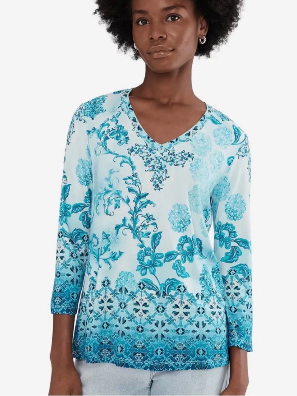 Johnny Was The Janie Favorite 3/4 Sleeve V-Neck Tee
